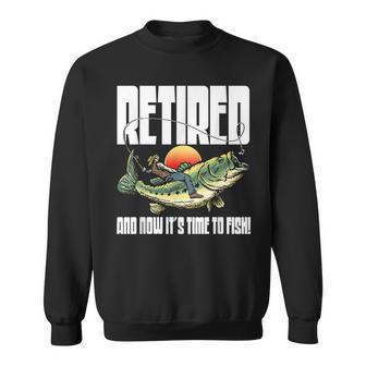 Retired Funny Bass Fishing Rodeo Time To Fish Retirement Sweatshirt - Thegiftio UK