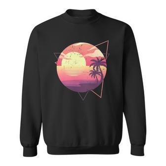 Retro 80S Vaporwave Aesthetic Tropical Sunset 90S Vaporwave Sweatshirt - Thegiftio UK