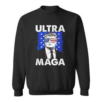 Retro Grunge Ultra Maga Trump Usa Flag Anti Biden Patriotic Sweatshirt - Thegiftio UK