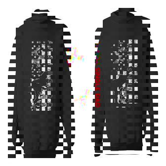 Retro Single Dad Saurus Awareness American Flag Autism Sweatshirt | Mazezy