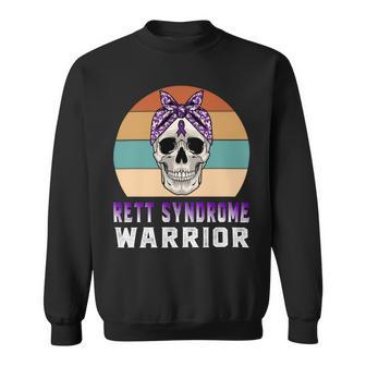 Rett Syndrome Warrior Skull Women Vintage Purple Ribbon Rett Syndrome Rett Syndrome Awareness V2 Sweatshirt | Favorety DE