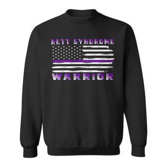 Rett Syndrome Warrior Usa Flag United States Flag Purple Ribbon Rett Syndrome Rett Syndrome Awareness Sweatshirt - Monsterry