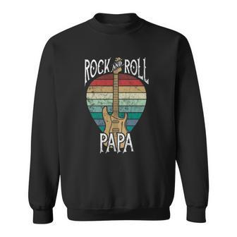 Rock N Roll Papa Vintage Guitar Player Gift Sweatshirt | Mazezy