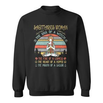 Sagittarius Woman The Soul Of A Witch Vintage Birthday Sweatshirt | Mazezy