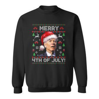 Santa Joe Biden Merry 4Th Of July Ugly Christmas Sweatshirt - Thegiftio