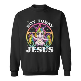 Satanic Unicorn Not Today Jesus Satan Unicorn Baphomet Sigil Sweatshirt | Mazezy