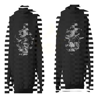 Scandinavian Creepy Raven Valkyrie Warrior Skull Viking Sweatshirt - Thegiftio