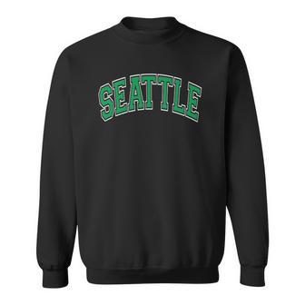 Seattle Washington Wa Varsity Style Green Text Sweatshirt | Mazezy