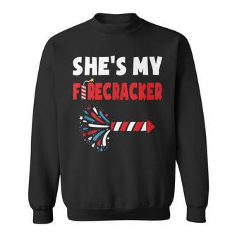 Shes My Firecracker 4Th Of July Matching Couples Cute Sweatshirt - Seseable