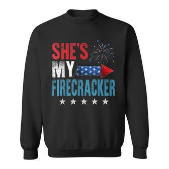 Shes My Firecracker His And Hers 4Th July Matching Couples Sweatshirt - Seseable