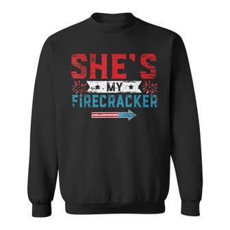 Shes My Firecracker His And Hers 4Th July Matching Couples Sweatshirt - Seseable