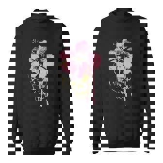 Skull Pink Flower Hibiscus Graphic Sweatshirt - Thegiftio