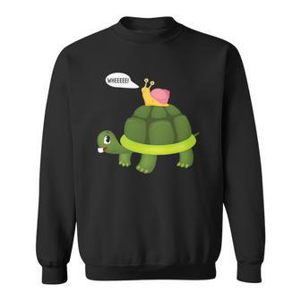 Snail Riding Turtle Funny Gift Sweatshirt | Mazezy