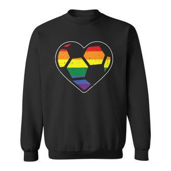 Soccer Heart Sport Lgbtq Rainbow Gay Pride Ally Men Women Sweatshirt | Mazezy
