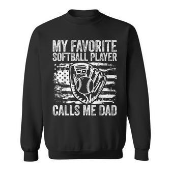 Softball Dad American Flag 4Th Of July Catcher Sweatshirt - Seseable