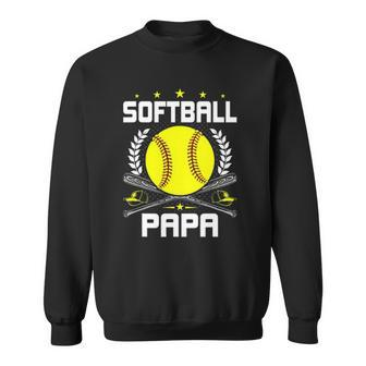 Softball Papa Baseball Lover Dad Sweatshirt | Mazezy DE