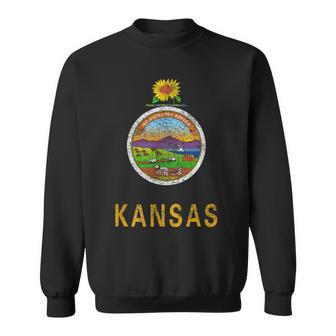 State Of Kansas Flag The Sunflower State City Topeka Pride Sweatshirt - Thegiftio UK