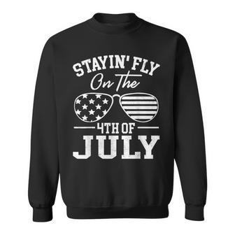 Staying Fly On The 4Th Of July Usa Flag Sunglasses Vintage Sweatshirt - Seseable