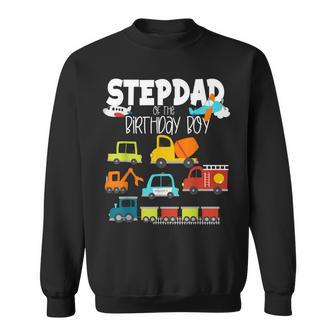 Stepdad Of The Birthday Boy Family Matching Train Fire Truck Sweatshirt - Seseable