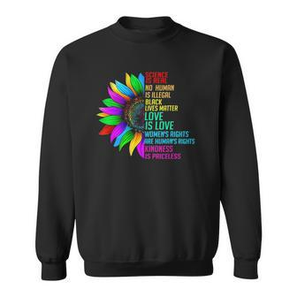 Sunflower Rainbow Science Is Real Black Lives Matter Lgbt Sweatshirt | Mazezy