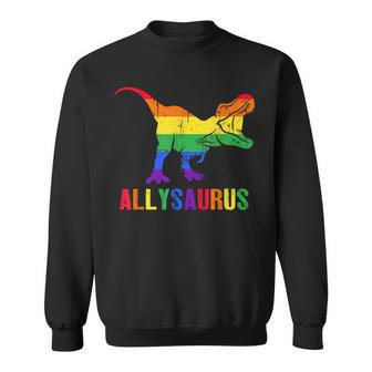 T Rex Dinosaur Lgbt Gay Pride Flag Allysaurus Ally  Sweatshirt