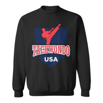 Taekwondo Usa Support The Team Usa Flag Fighting Sweatshirt - Thegiftio UK
