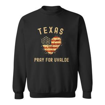 Texas Pray For Uvalde American Flag Broken Heart Sweatshirt | Mazezy