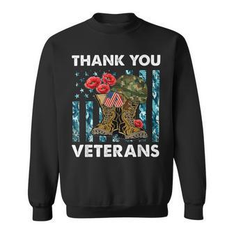 Thank You Veterans Combat Boots Poppy Veteran Day T-Shirt T-Shirt Sweatshirt - Monsterry UK