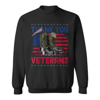 Thank You Veterans Service Patriot Veteran Day American Flag Sweatshirt - Thegiftio UK
