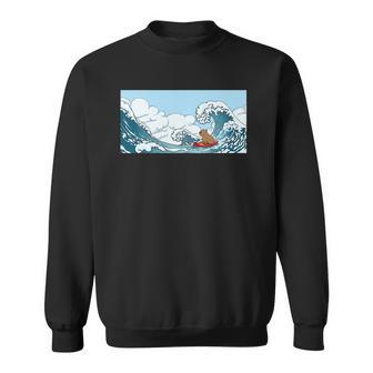 The Capybara On Great Wave Sweatshirt | Mazezy