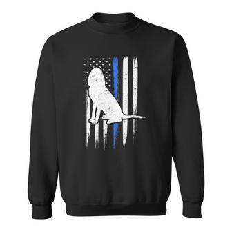 Thin Blue Line Bloodhound Dog Police Officer American Flag Sweatshirt | Mazezy