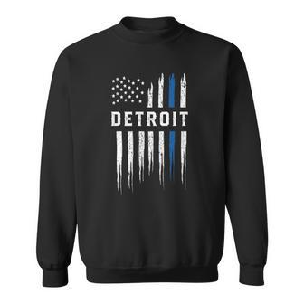 Thin Blue Line Heart Detroit Police Officer Michigan Cops Sweatshirt | Mazezy CA