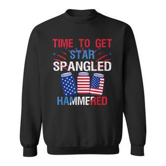 Time To Get Star Spangled Hammered 4Th Of July America Beer Sweatshirt - Seseable
