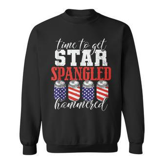 Time To Get Star Spangled Hammered - Funny July 4Th Drinking Sweatshirt - Seseable
