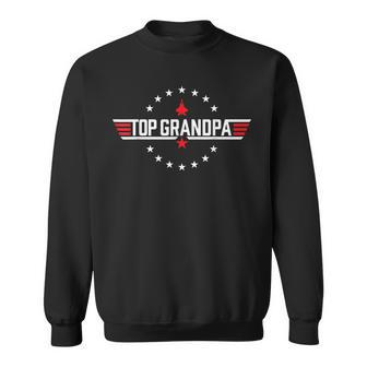 Top Grandpa Birthday Gun Jet Fathers Day Funny 80S Dad Sweatshirt - Seseable