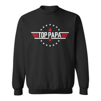Top Papa Birthday Gun Jet Fathers Day Funny 80S Father Air Sweatshirt - Seseable