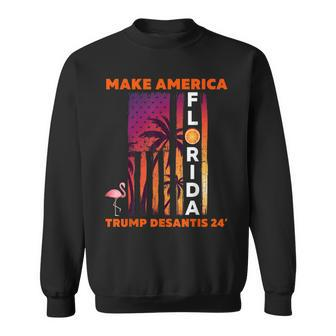 Trump Desantis 2024 Make America Florida Flamingo Orange Sweatshirt - Thegiftio UK