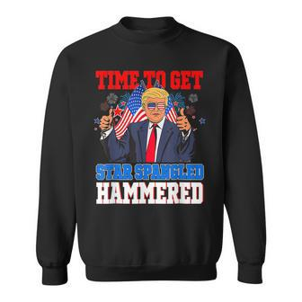 Trump Merica 4Th Of July Time To Get Star Spangled Hammered Sweatshirt - Seseable