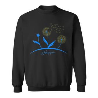 Ukraine Dandelion Wish For Peace Ukrainian Flag Blue Yellow Sweatshirt - Seseable