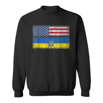 Ukrainian American Flag Ukraine Usa America Roots Sweatshirt - Seseable