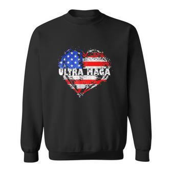 Ultra Maga Proud Ultra-Maga American Flag Heart Sweatshirt - Thegiftio UK