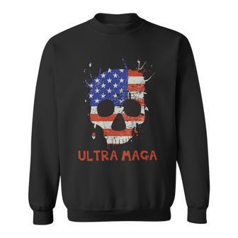 Ultra Maga Skull Make America Great Again American Flag Usa Flag Skull Sweatshirt - Monsterry