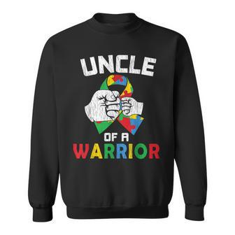 Uncle Of A Warrior Autistic Kids Autism Awareness Ribbon Men Sweatshirt - Seseable