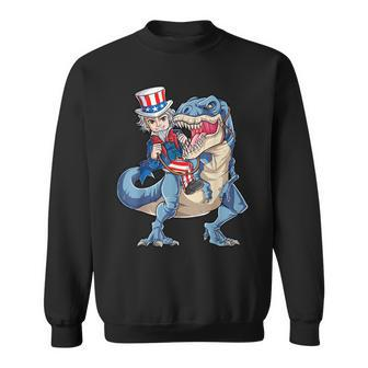 Uncle Sam Dinosaur T 4Th Of July T Rex Kids Boys Gifts Sweatshirt - Seseable