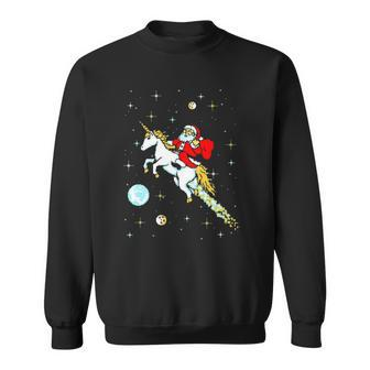 Unicorn Riding Space Pixel Santa Christmas Graphic Sweatshirt | Mazezy