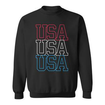 Usa Usa Usa Red White And Blue American 4Th Of July V3 Sweatshirt - Seseable