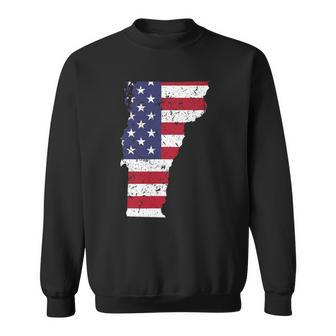 Vermont Map State American Flag 4Th Of July Pride Tee Sweatshirt | Mazezy
