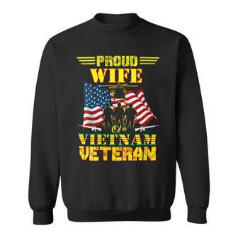Veteran Veterans Day Womens Proud Wife Of A Vietnam Veteran For 70 Navy Soldier Army Military Sweatshirt - Monsterry