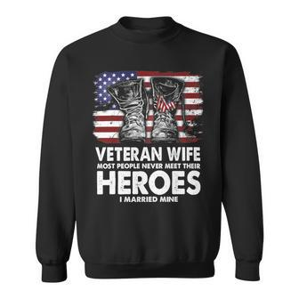 Veteran Wife Most People Never Heroes Veteran America Flag T-Shirt Sweatshirt - Monsterry