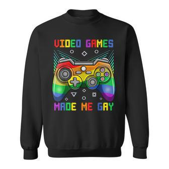 Video Game Make Me Gay Cute Lgbtq Flag Game Controller Sweatshirt - Thegiftio UK